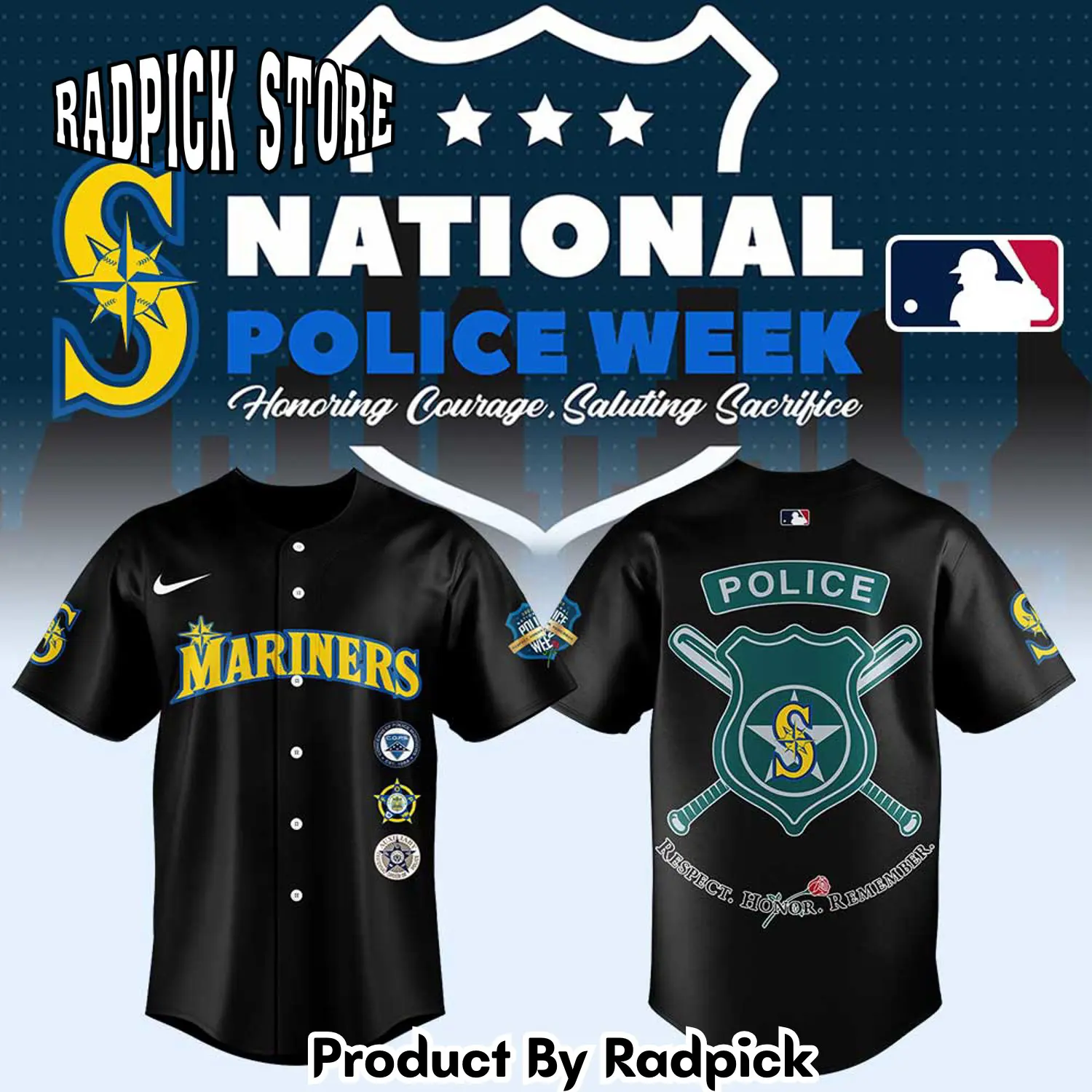 Radpick seattle mariners national police week combo baseball jersey rp127104